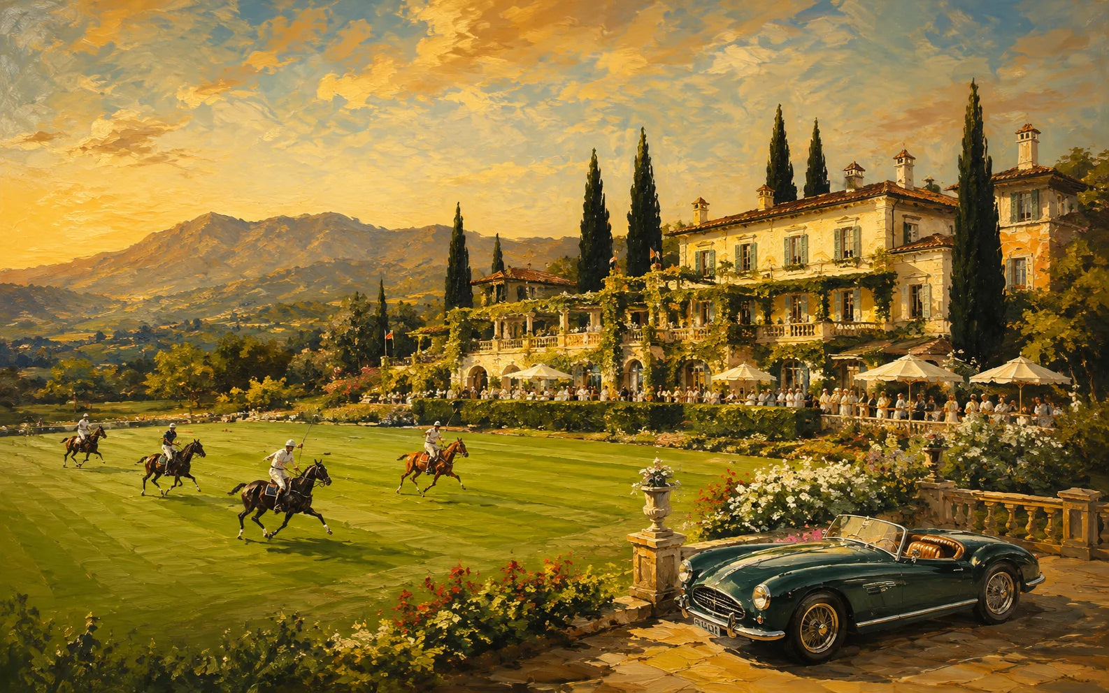 Painted city lifestyle scene