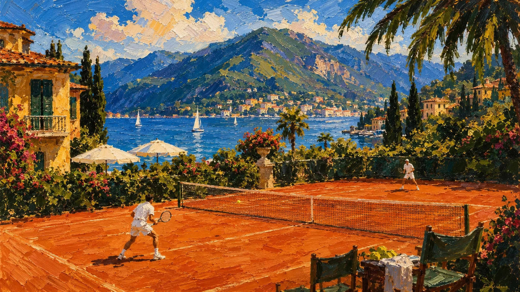 Painted destination scene